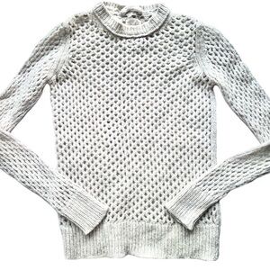 Aritzia Wilfred Open Knit Crochet Sweater white wool alpaca blend xs